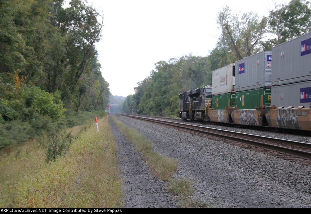 NS 8059 and 8177 take a westbound through MP143.5